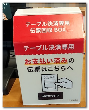テーブル決済専用伝票回収BOX
